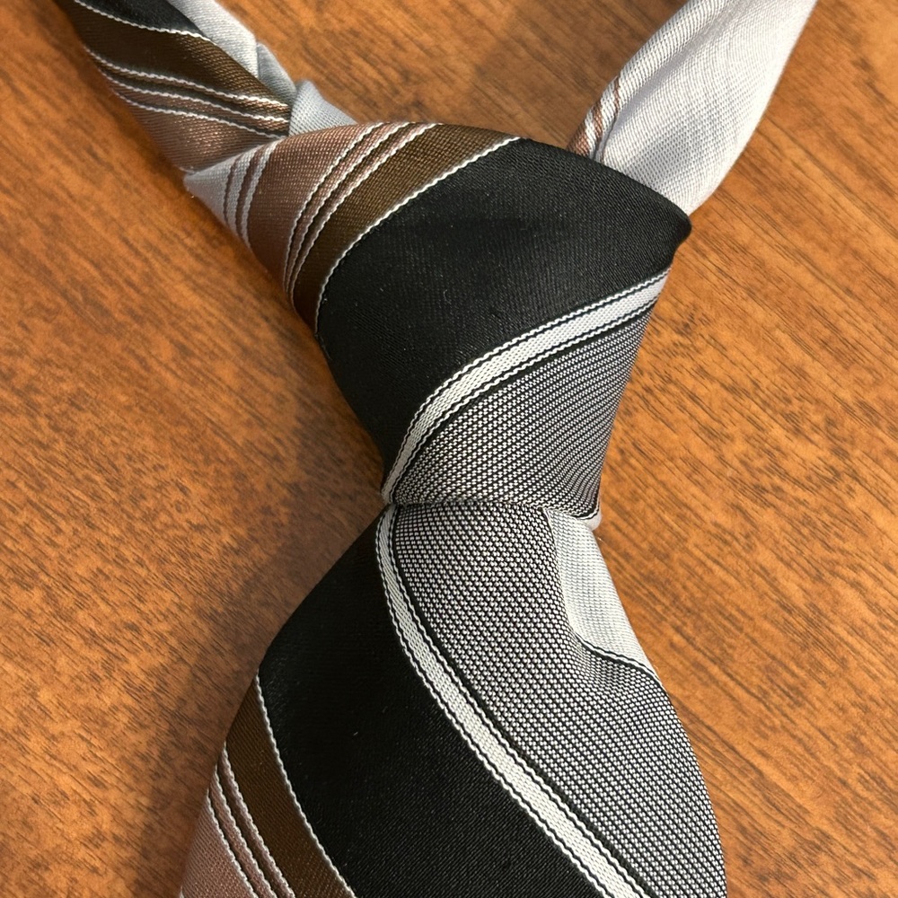 Charvet Vintage Striped Tie in Black, Brown, and Gray